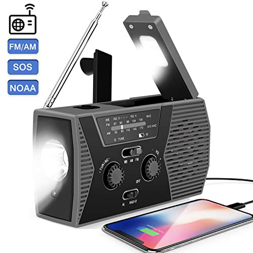 2020 Upgraded Emergency Solar Hand Crank Portable Radio,AM/FM NOAA Weather Radio for Household