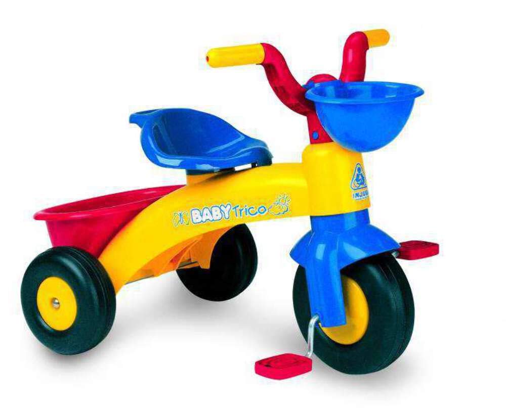 INJUSA - Triciclo per bambini Baby Trico MAX, per bambini da 1 a 3 anni, multicolore, con pedali, cestino anteriore e posteriore portaoggetti…