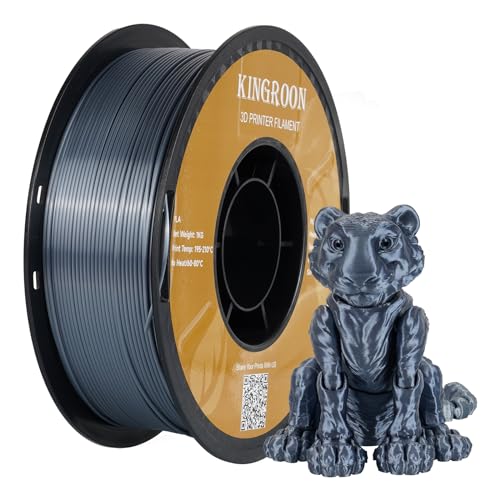 Image of Kingroon PLA Filament, Multicolor Silk PLA Filament, Dual Color 3D Printer Filament, 1.75 mm, Dimensional Accuracy + /- 0.03 mm, 1kg Spool(2.2lbs), Silver Grey