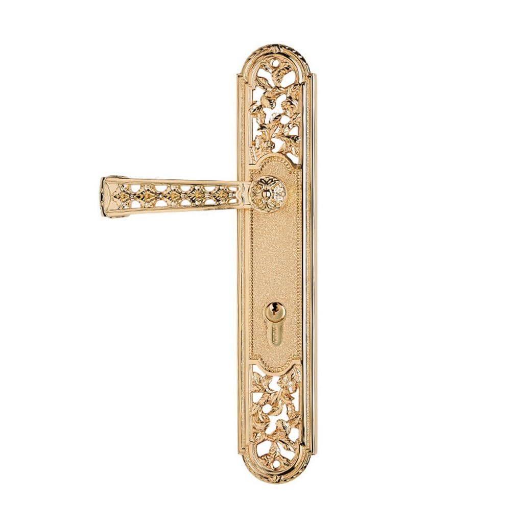 MOBYGKFY Brass Indoor Solid Wood Door Lock Gold Color Villa Handle Room Mute Locks