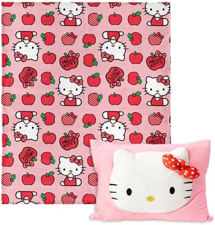 NORTHWEST Sanrio Hello Kitty, Forever Sweet, Silk Touch Throw Blanket, 50 x 60 inches with Plush Pocket Pillow, 14 x 20 inches