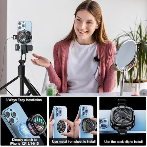 Cubonic X76 Magnetic/Clip Attachment 3 Gear Mobile Cooler, RGB, Quiet Operations Cooling Fan, Semiconductor Technology Mobile Radiator with Larger Cooling Area (Black) Cubonic X76 Magnetic/Clip Attachment 3 Gear Mobile Cooler, RGB, Quiet Operations Cooling Fan, Semiconductor Technology Mobile Radiator with Larger Cooling Area (Black)