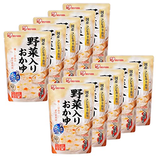 アイリスオーヤマ おかゆ レトルト 野菜入りおかゆ 250g ×10個 (製造から) 2年 魚沼産 コシヒカリ 非常食