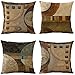 EMPO Lot de 4 housses de coussin décoratives géométriques vintage pour salon, canapé et lit (45,7 x 45,7 cm, marron)