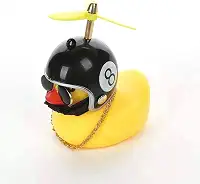 MEISI – Pato amarelo com capacete para decoração de carro, fofo, luz de advertência de sino de bicicleta, luz de buzina com capacete, para uma variedade de ocasiões