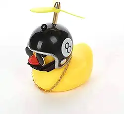 MEISI – Pato amarelo com capacete para decoração de carro, fofo, luz de advertência de sino de bicicleta, luz de buzina com capacete, para uma variedade de ocasiões