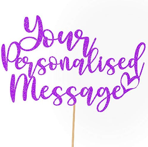 Personalised Message Glitter Cake Topper by Cakeshop | Custom Colour Any Name, Any Age, Any Words Glitter Cake Decoration for Birthday Cakes, Anniversaries, Leaving Parties, Hen Parties (Dark Silver)