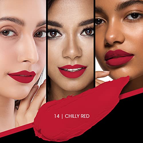 Image of Colors Queen Kiss Lips Matte Lipstick | Smudge Proof & Non Transfer | Creamy Matte Long Stay Lipstick for Women (14 - Chilly Red)