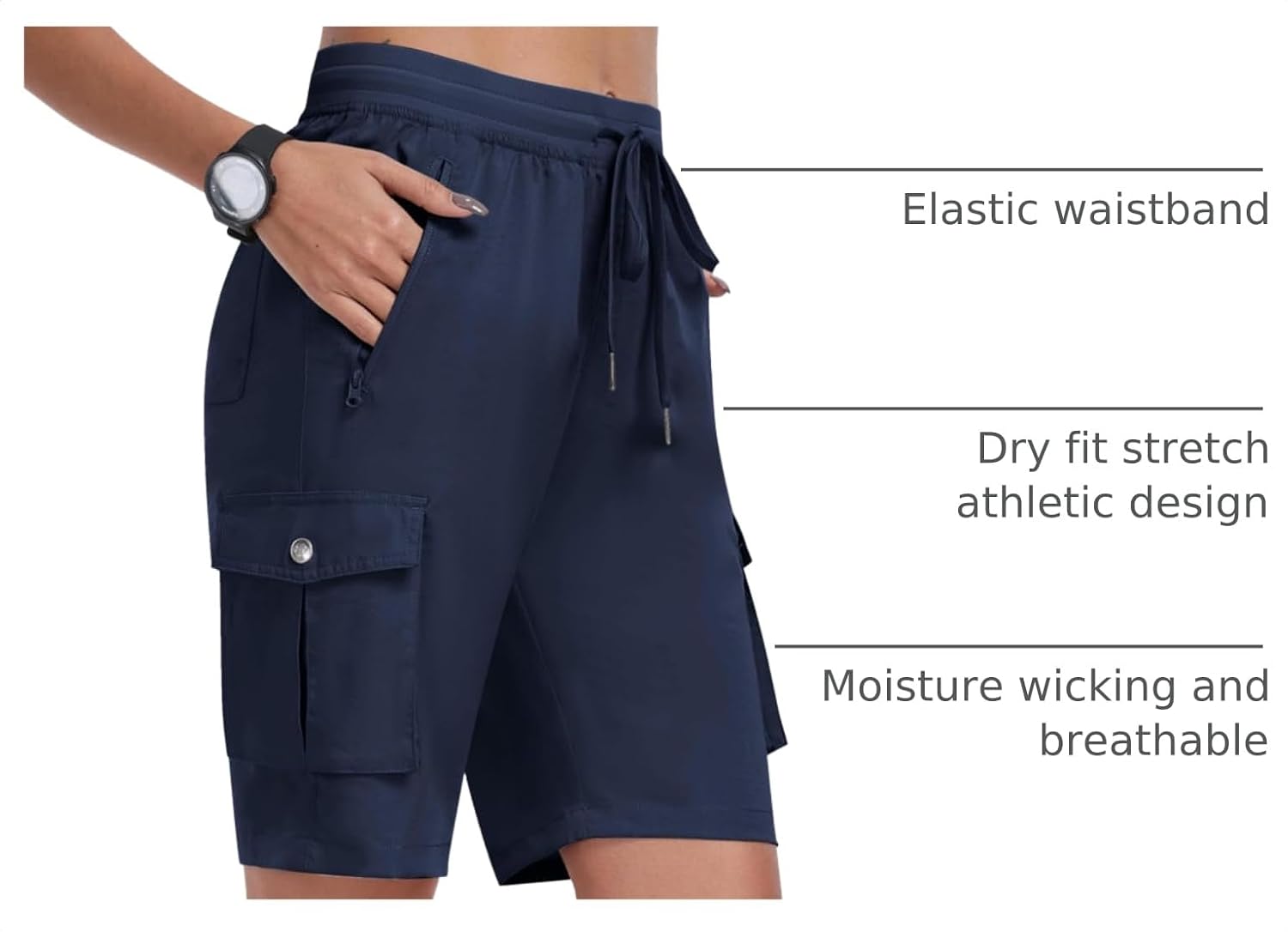 MoFiz Women's Hiking Cargo Shorts Lightweight Quick Dry Summer Travel Short image 4