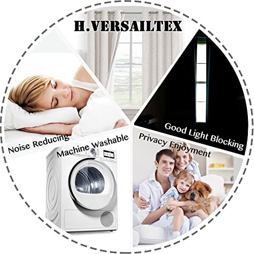 H.versailtex Primitive Linen Curtains 100% Blackout Curtain Drapes Burlap Fabric Curtains With White Thermal Insulated Liner, Grommet Top Curtains Living Room/Bedroom (2 Panels, 42 X 84 Inch, Ivory) #TOP1