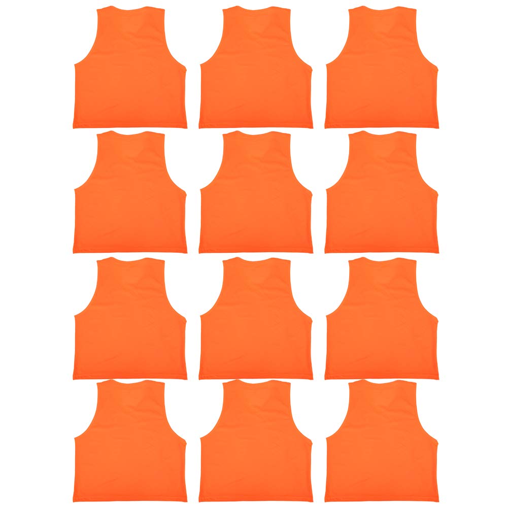 TANIQIACA 12Pcs Small Mesh Breathable Children's Football Training Vests in Orange, Size, for Youth Sports Practice, with Quick Drying Fabric and Skin Friendly Material, Ideal