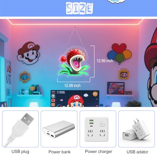 Image of Chomper LED Neon Lights for Bedroom Wall Decor - RGB Gamer Room Sign with USB - Chomper Style Wall Lamp for Boys, Kids, Party Setup & Cool Game Room Design