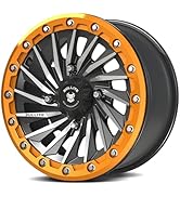 Bullite Wheels BT-08 Blade 15in UTV ATV SXS Beadlock Rims Orange 15x7, 4x156 Bolt Pattern, 5+2 Of...