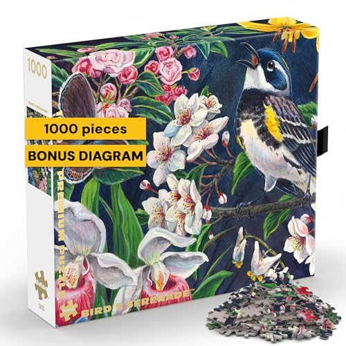 Buffalo Games - Bird's Serenade - Rompecabezas de 1000 piezas para adultos | Licencia oficial, hecho en USA, cartón reciclado, tamaño terminado 26.25 x 19.75 pulgadas, incluye póster tamaño completo, regalo miniatura 1