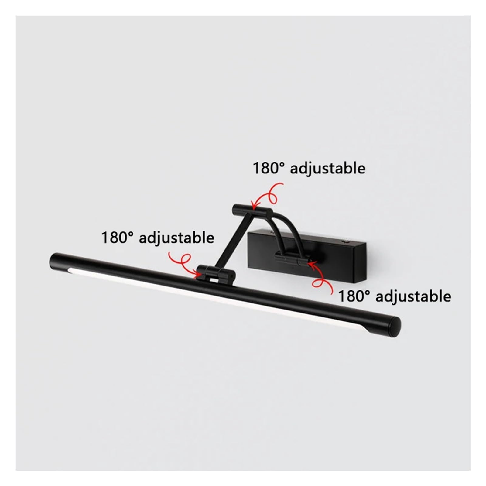 Lustro łazienkowe Lampa ścienna LED Metalowa składana szafka Kinkiet Oświetlenie Nordic Simple Nowoczesna Toaletka Lustre Pełne pokrycie(Cool,Black-43cm-Sensor)