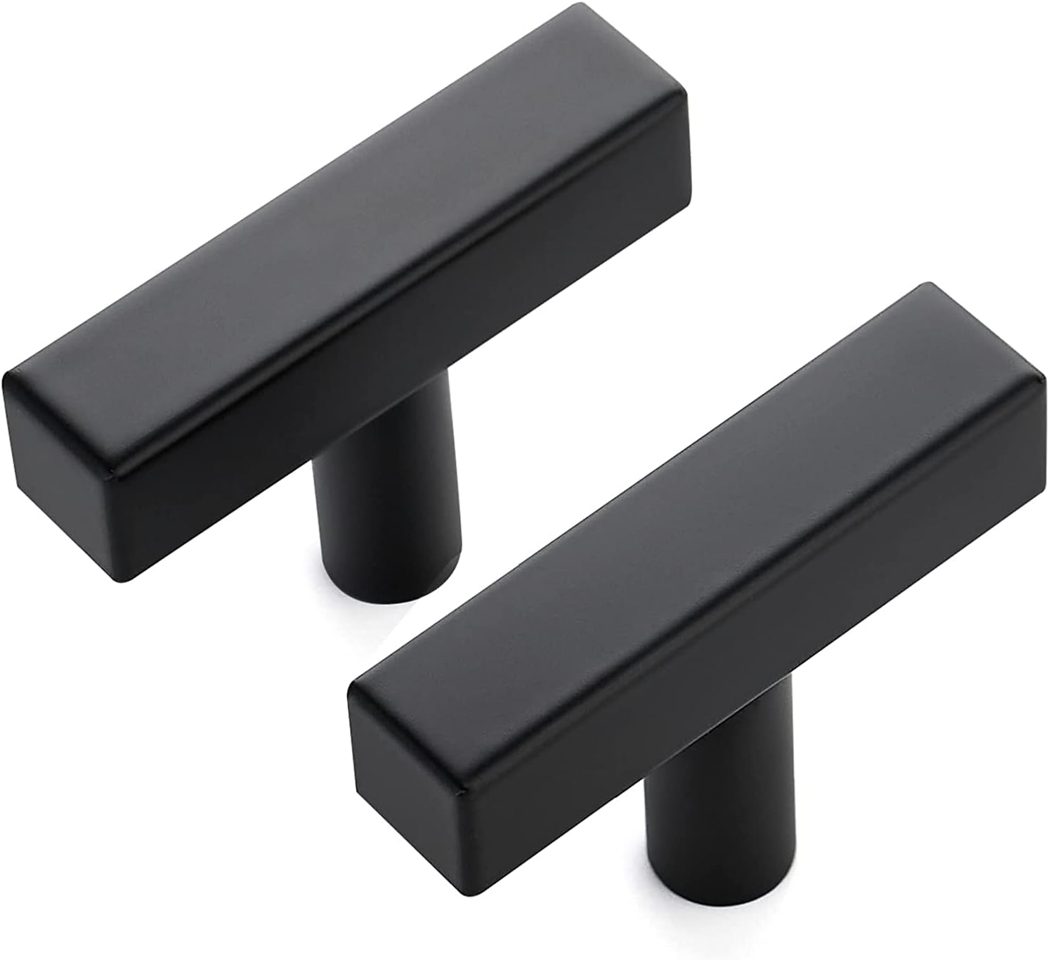 Ravinte 10 Pack Black Square Bar Cabinet Knobs 2 Inch Square Cabinet Pulls Matte Black Single Hole Kitchen Cabinet Handles