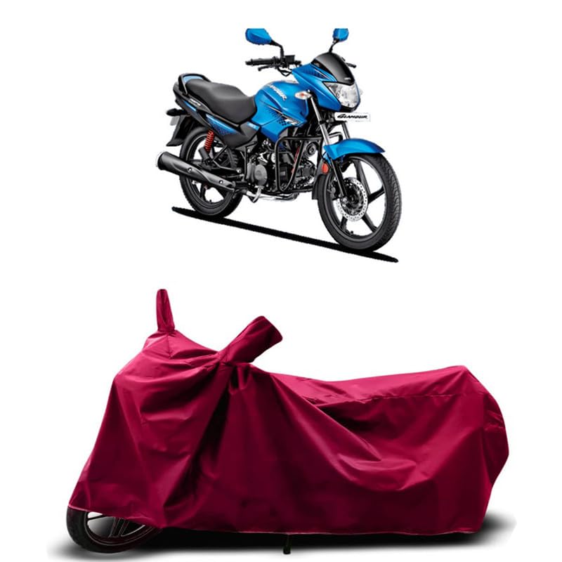 Image of DUFFEL-Two Wheeler Bike Body Cover Compatible for Hero Glamour Programmed Fi Heat Protectio /UV-Rays /Birds Dropping /DustProof /Waterproof Indoor Outdoor and Parking Full Body Protection [MAHROON]