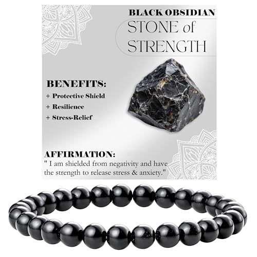 Bivei Obsidiana Negra - Fuerza - Pulsera de Cuentas Para Las