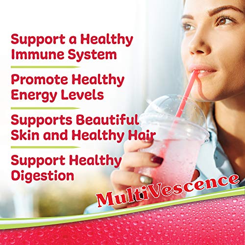 Multivescence Multivitamin Drink - Health & Immunity System Support Supplement - Vitamins, Minerals, Antioxidants, Nutrients – 1000Mg Vitamin C Plus B12, D, Calcium, Zinc – Travel (30 Packets) #TOP3