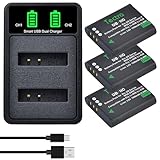 Tectra 3-Pack DB-110 Battery and LED Dual Charger for Ricoh GR III, GR IIIx, Theta X, WG-6, G900, G900 II, G900SE II Digital Cameras as LI-92B/LI-90B