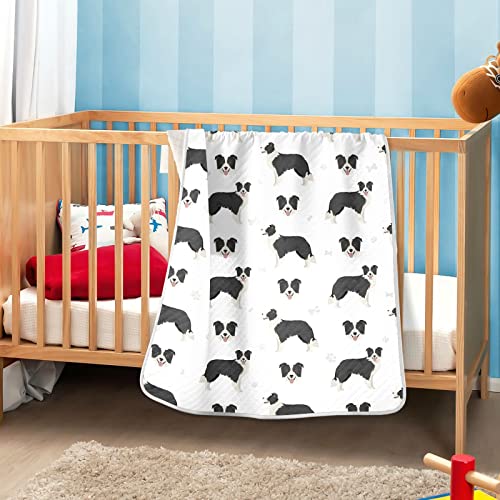 Image of Swaddle Blanket Border Collie Black Cotton Blanket for Infants, Receiving Blanket, Lightweight Soft Swaddling Blanket for Crib, Stroller, Nursery Blankets, 30X40 in