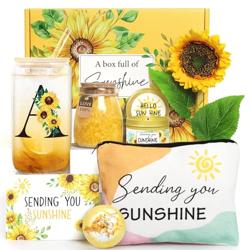 Frerdui Sunflower Initial Gifts, Get Well Soon Gifts, Self Care