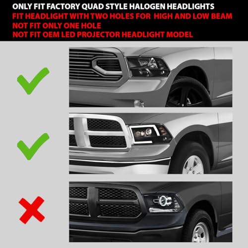 Image of GRAND ORANGE Headlights Assembly Compatible with 2009-2012 Dodge Ram 1500 2500 3500 Head Lamps 09 10 11 12 68001484AE 68001484AG CH2519135 CH2502217