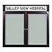 36"H x 60"W Outdoor/Indoor Headliner Bulletin Board, With 6" Lighted White Acrylic Header, 2 Doors, Bronze Aluminum Frame Finish, Silver Vinyl Surface
