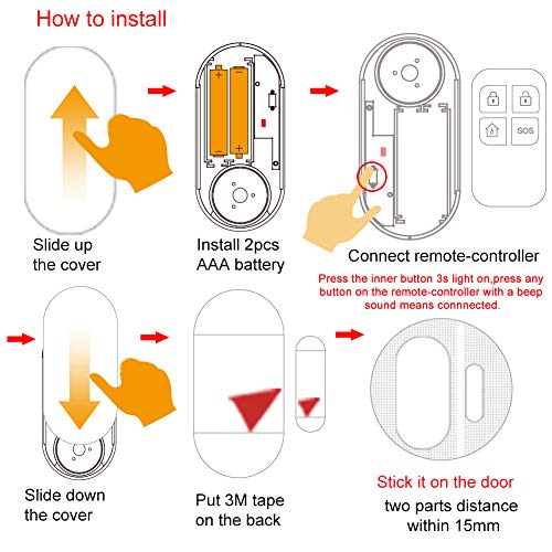 Hendun Door Alarm For Home Security With Remote, 130Db Wireless Windows Alarm Sensors,Chime For Pool Door, Kids Safety, Alarm For Garage, Sliding, Dementia,Opening Entering Alert (Pack 1) #TOP7