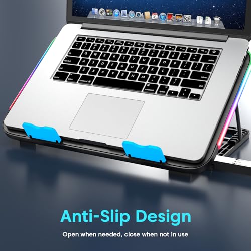 Image of Sounce Snowstorm Pro Laptop Cooling Pad | 6 High-Speed Fans | 7 RGB Modes | Adjustable Height | Quiet 1800-2400 RPM Operation | Dual USB Ports | Fits Laptops up to 17.3 Inches