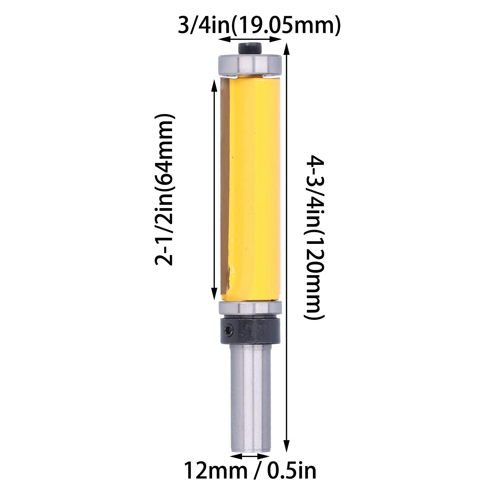 Respicefinem Flush Trim Router Bit 2in Shank 12mm Pattern Mit Oben Und Unten Doppel-Lager Schneidwerkzeug Carbide Tip Für Trimming Cutting Verschiedene Templates