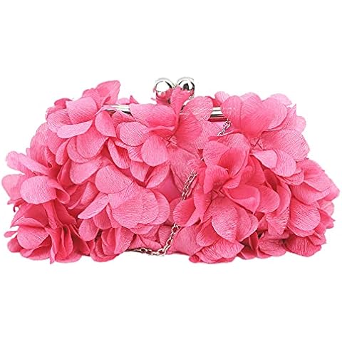 Women Elegance Floral Clutch Purse Kiss Lock Evening Handbag Girls Chain Crossbody Bag Cover