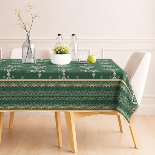 Image of STITCHNEST Cotton Slub Table Cover for 6 Seater Dining Table|54 x 78 Inches, Digitally Printed|Durable, Washable & Fade-Resistant Fabric