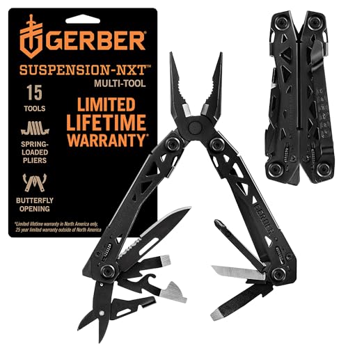 Gerber Gear Suspension-NXT EDC Multitool 15-in-1 Pocket Knife, Needle Nose Pliers and Wire Stripper for Camping and Survival, Black by Gerber - Used condition - US$39.12