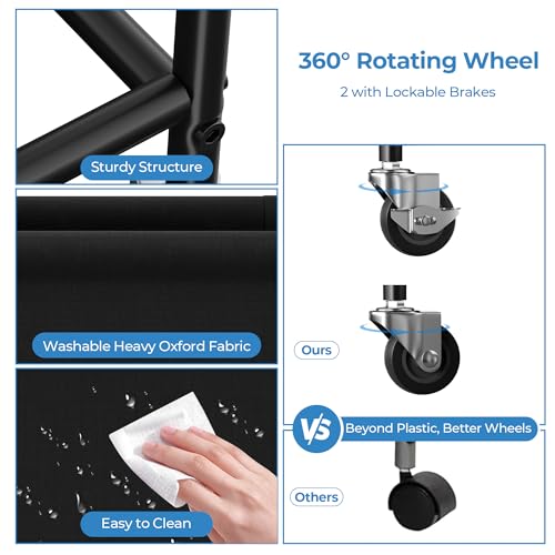 GRANNY SAYS 80L Slim Laundry Hamper with Wheels, Fabric Rolling Laundry Basket, Narrow Clothes Organizer, Tall Hamper for Closet, Laundry Room, Bathroom, Black - Image 6