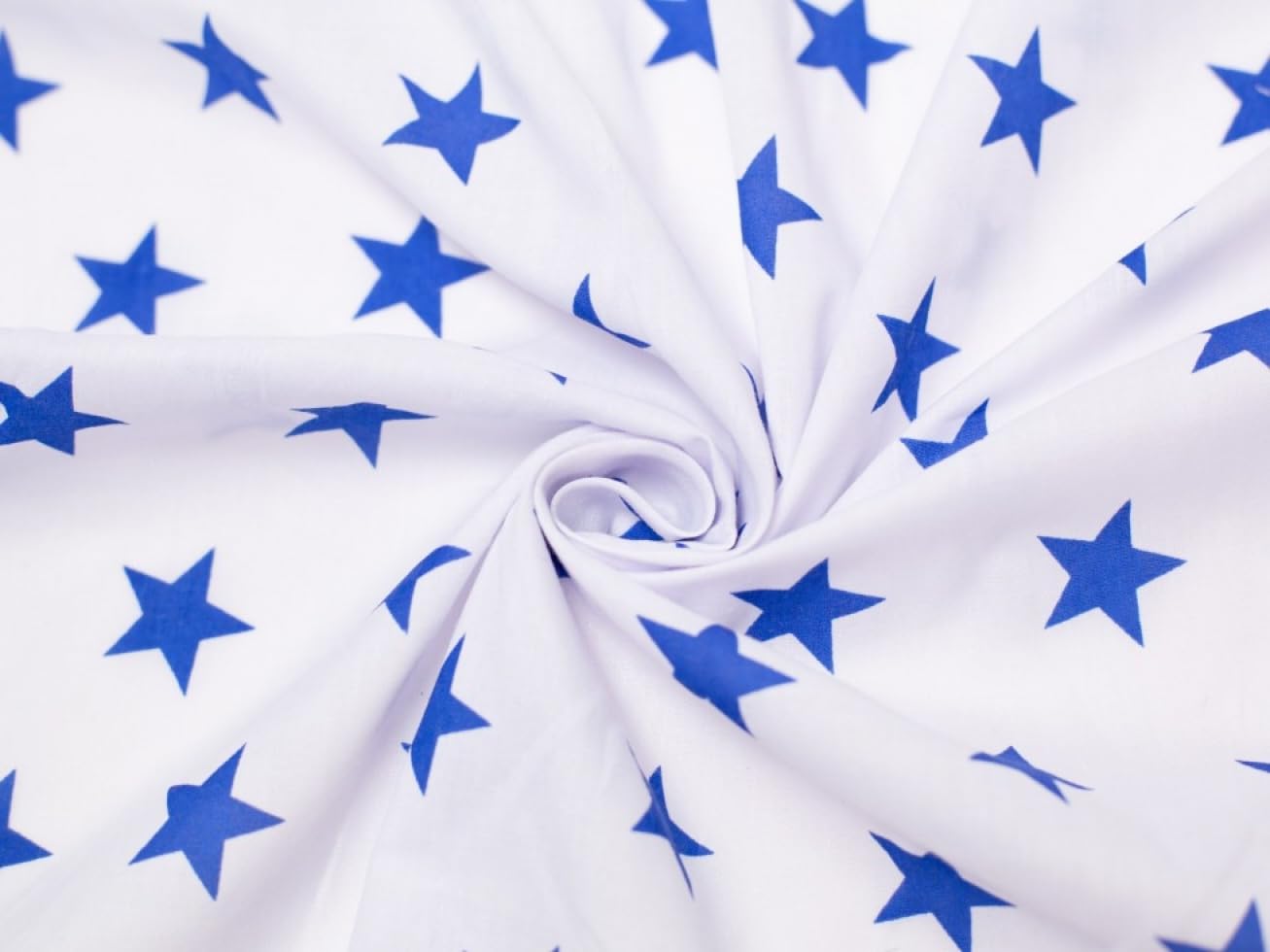 Minerva White & Royal Blue Stars Print Polycotton Dress Fabric - Per Metre