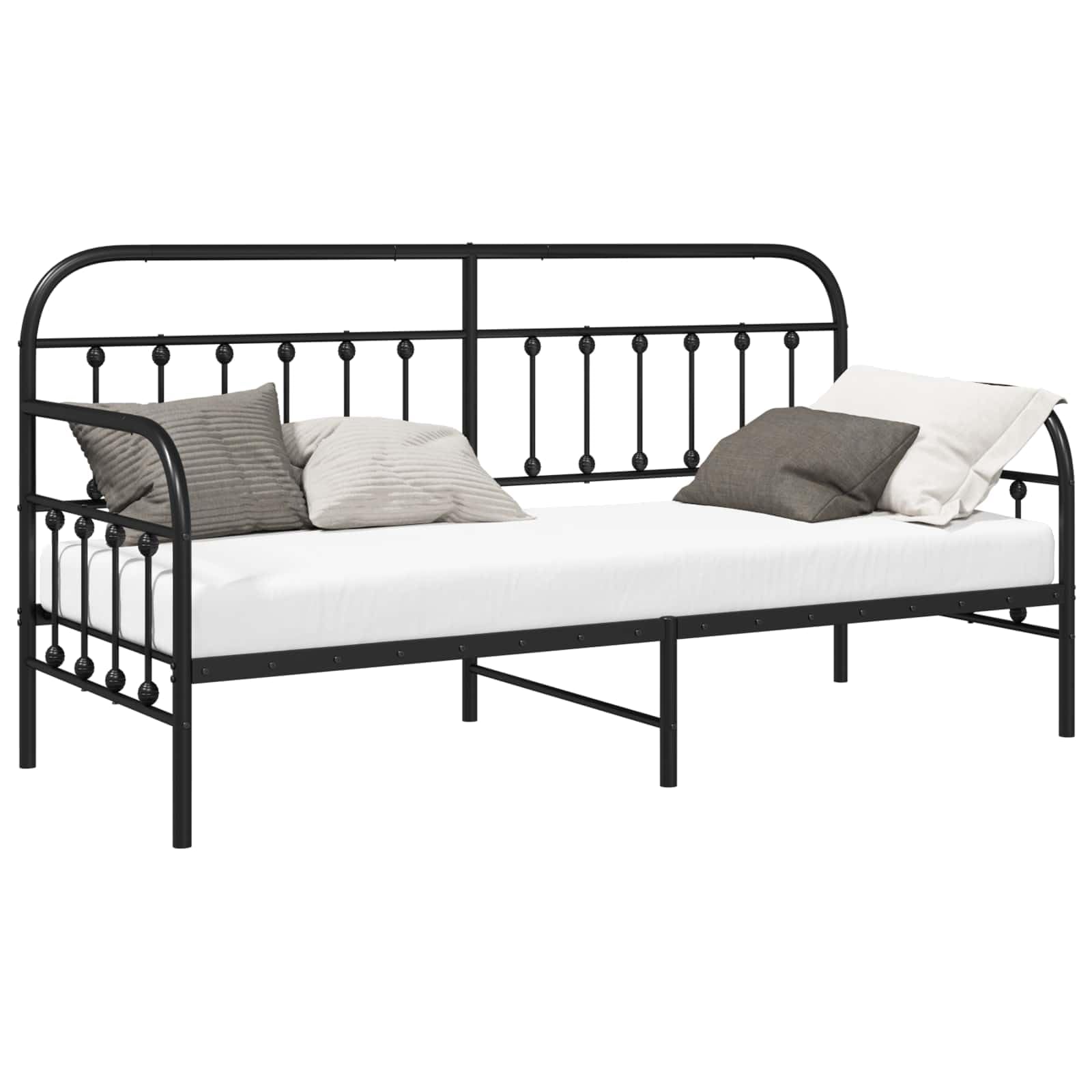 vidaXL Daybed Frame Black 80 x 200 cm Powder-Coated Steel, Modern, Durable Daybed Frame, Rectangular Metal Bed, Space-Saving Sleep Solution, Indoor Sofa-Like