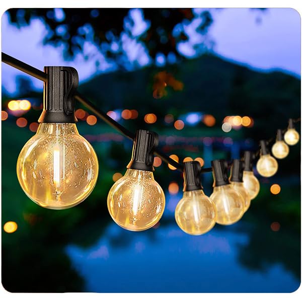 Outdoor Lichtgirlande 16.7M/55FT G40 LED Guinguette Girlande 25+2 Ersatzbirnen, IP44 wasserdicht Outdoor und Indoor Dekoration für Garten, Party, Abend, Terrasse, Weihnachten, Party Deko-Tandem