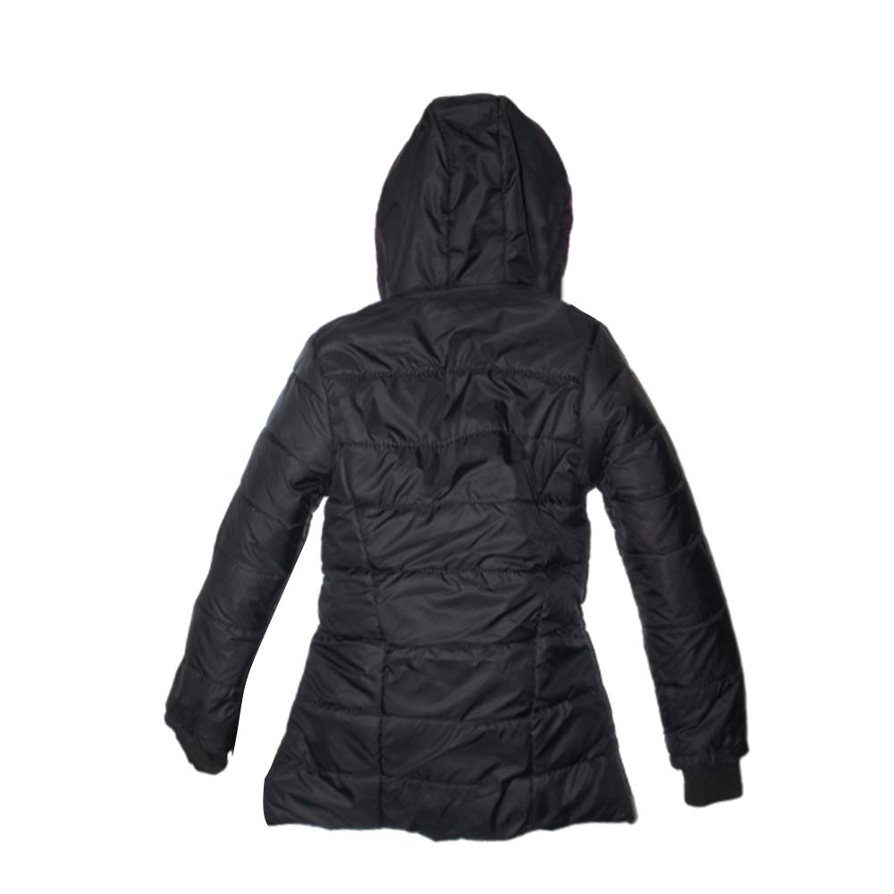 V4U Kid's Girl's Winter Wears Full Sleeve Hooded Jacket (Black,12-13 Years) 2