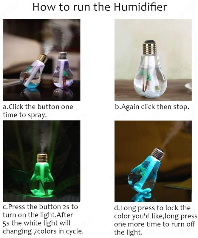 Image of Smart Bulb Automatic Spray Humidifier Sanitizer Air freshener Seven Color Led, Night Light Diffuser Air Purifier for Home Office & CAR, Oil Diffuser Cool Mist Bulb,Room freshner,Shut-On /Off