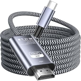 USB C to HDMI Cable 2M [4K@30Hz High-Speed] USB Type C to HDMI Thunderbolt 3 to HDMI 2.0 Cable Compatible with iPhone 16/15 Series, MacBook Pro/Air/Mini, iPad Pro/Air,Galaxy S25 Ultra S24/S23