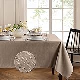 Elrene Home Fashions Continental Solid Texture Water, Stain & Wrinkle Resistant Tablecloth, 60'X120' Rectangle, Taupe