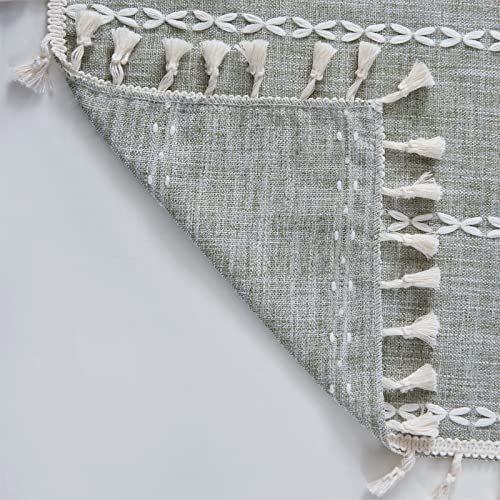 Roomtalks Sage Green Boho Farmhouse Curtains For Bedroom Living Room 96 Inch Length 2 Panels French Country Spring Cute Textured Window Curtain Panels Striped Bohemian Chic Tassel Draperies #TOP3