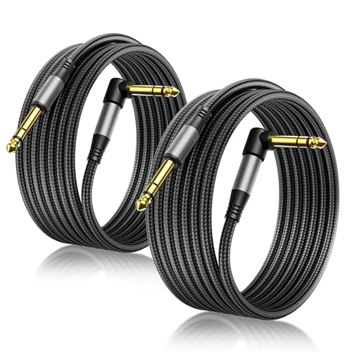 Aqdocvf 2-Pack 1/4 Inch TRS Instrument Cable 10FT Premium TRS Cable-Noise Free and Long-Lasting Stereo 6.35 Balanced Interconnect Line for Electric Guitar Bass Keyboard Speaker Mixer Amplifier