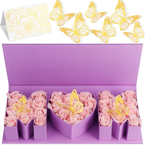 PYQTH 4 Pack Empty Flower Gift Box for Mom, Mothers Day Mom Box for Flowers Thicker Letter Shaped Gift Boxes Fillable Chocolate Candy Packaging Boxes for Mother's Day Birthday (Pink)