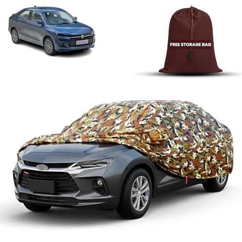 Image of MORNYRAY Car Cover for Maruti Suzuki Swift Dzire | Fully Waterproof Car Body Cover | with Mirror & Antenna Pocket | Dustproof, Windproof & Anti-Scratch Lining, Camouflage