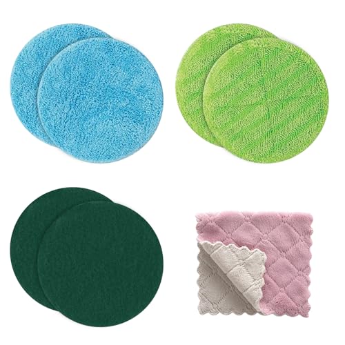 Floating Mop Pads, 6 Pcs Reusable Mop Refill Scouring Polishing Pad, Round High Street TV Floating Microfibre Cleaning Mop Pads for Spinning Mops, Wet Dry Floor Cleaning Hardwood Laminate Floor