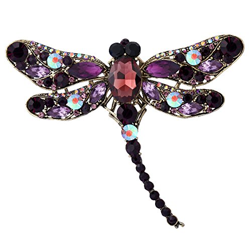 Image of EVER FAITH Dragonfly Teardrop Brooch Pin Austrian Crystal