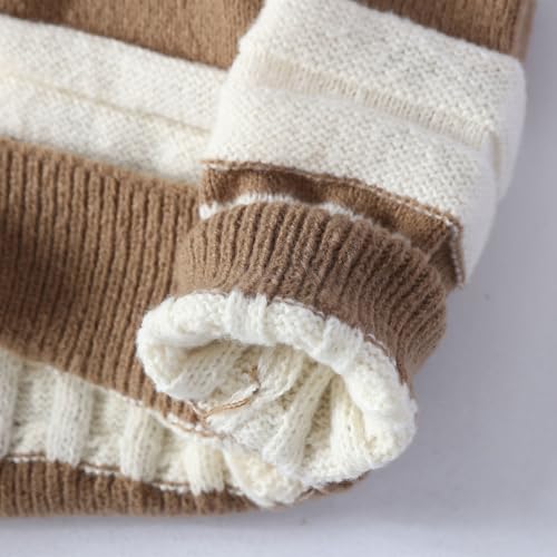 Cambkatl Men's Color Block Crewneck Sweater - Cable Knit Loose Casual Long Sleeve Pullover Sweaters Jumper Tops 7