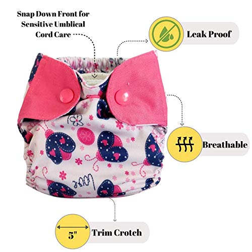 Image of Apple Blossoms Reusable Cloth diaper | New Born babies to 3M | CPSIA Certified 300+wash|Washable & Adjustable Snap Button | pack includes 1 Diaper with 2 organic Bamboo cotton inserts